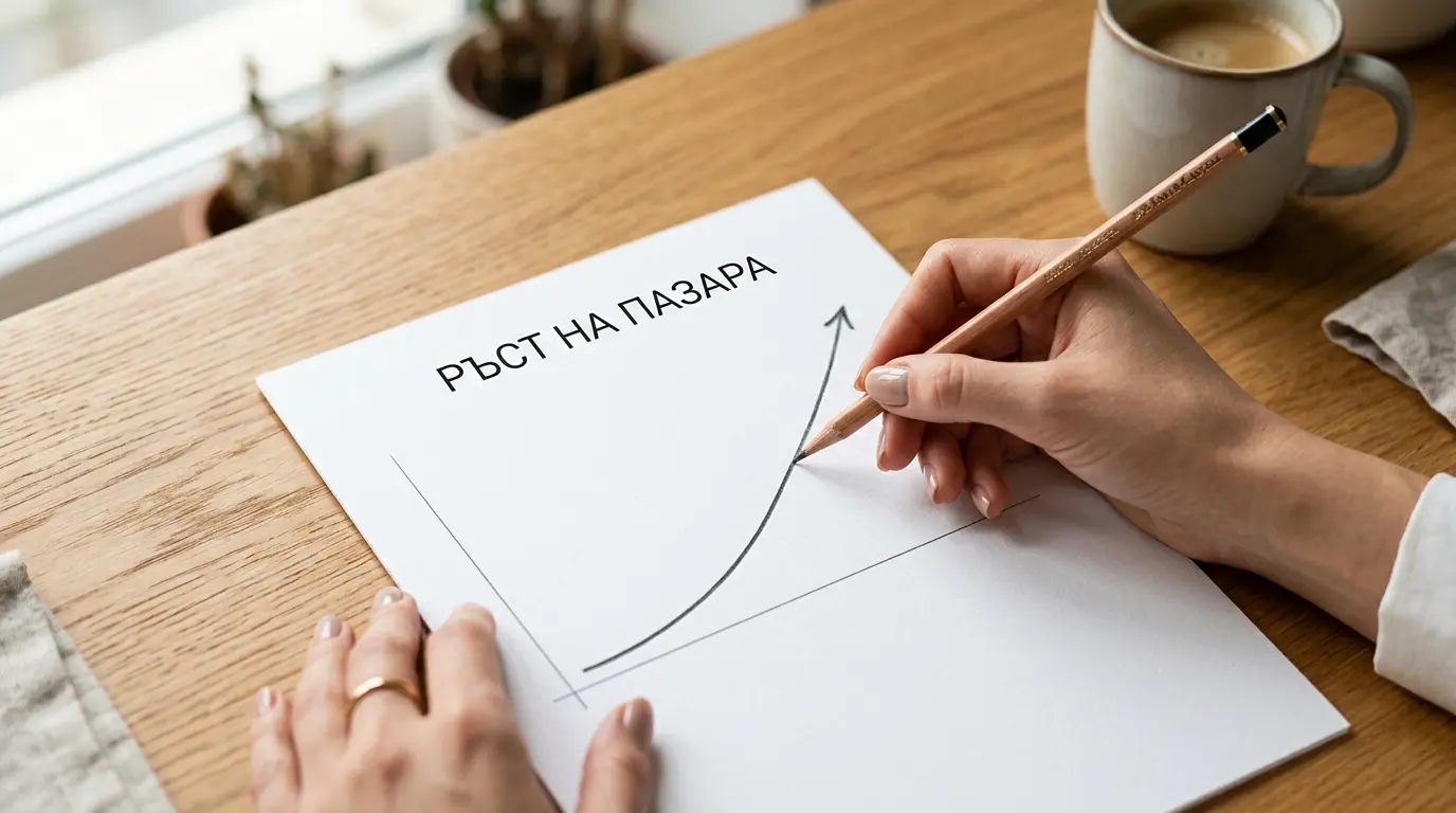 Графика на растежа на пазара на спортни залози с възходяща линия без конкретни числа